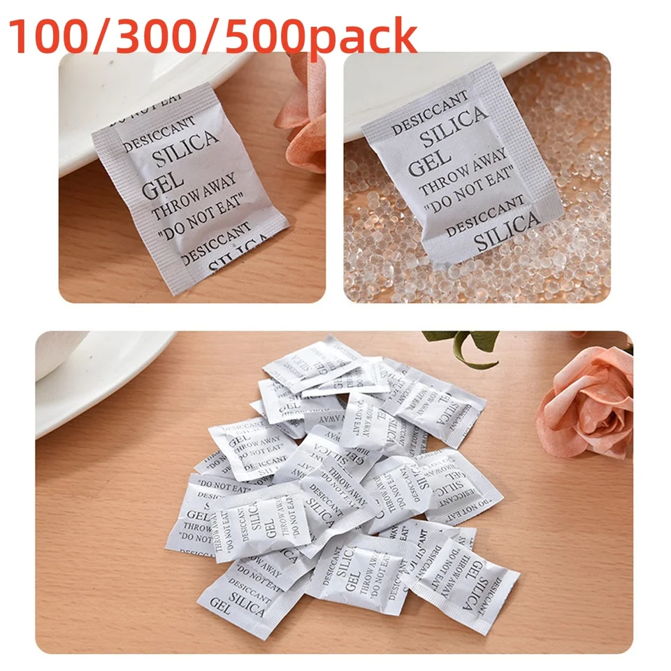 100/500 balení netoxický silikagél Disikant vlhký odvlhčovač absorbéra vlhkosti pre miestnosť