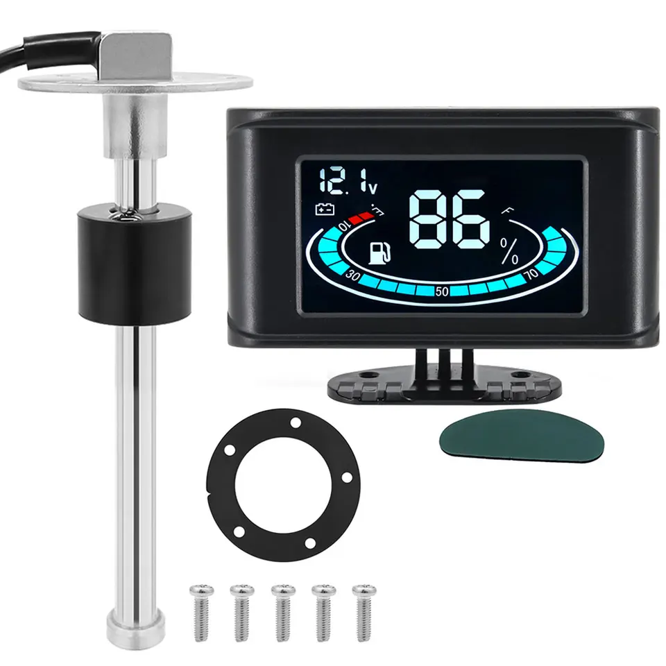 100-500 mm hladina paliva Float Sensor 0-190OHM + 2in1 mriežkový digitálny voltmeter na úrovni paliva s alarmom LCD merač pre nákladné auto pre auto