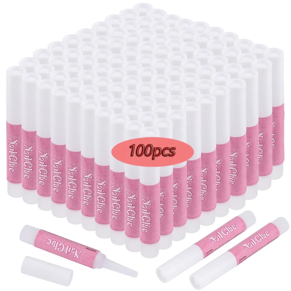 100/50ks Mini na nechty lepidla pre akrylové špičky nechtov Rýchle vysychajúce super adhezívne koleso kamienok lepidlo na lepidlo na kvapalinu (2G/PC)