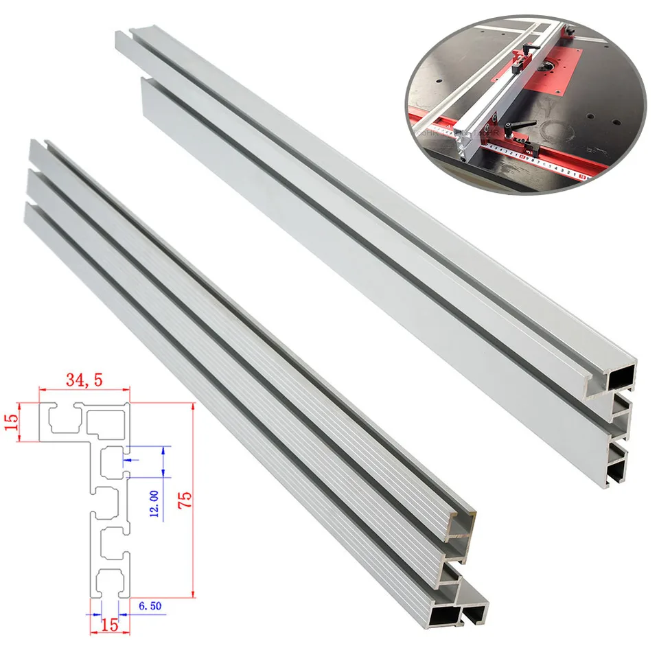 100-800 mm 75 typu hliníkový profil plot pokos T-Track Bandsaw Jig T-Slot DIY Woodworking Table Stolové pílky