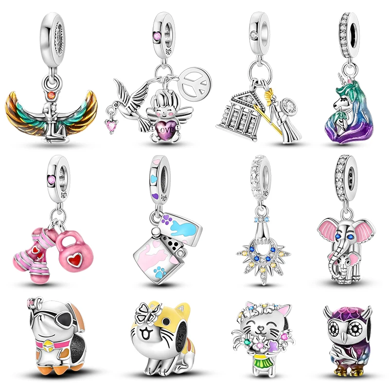 100% 925 Sterling Silver Love and Peace Pendants Lovers Balón Owl Charms Fit Fit Qikaola Originálne náramky jemné kutilstvo šperky