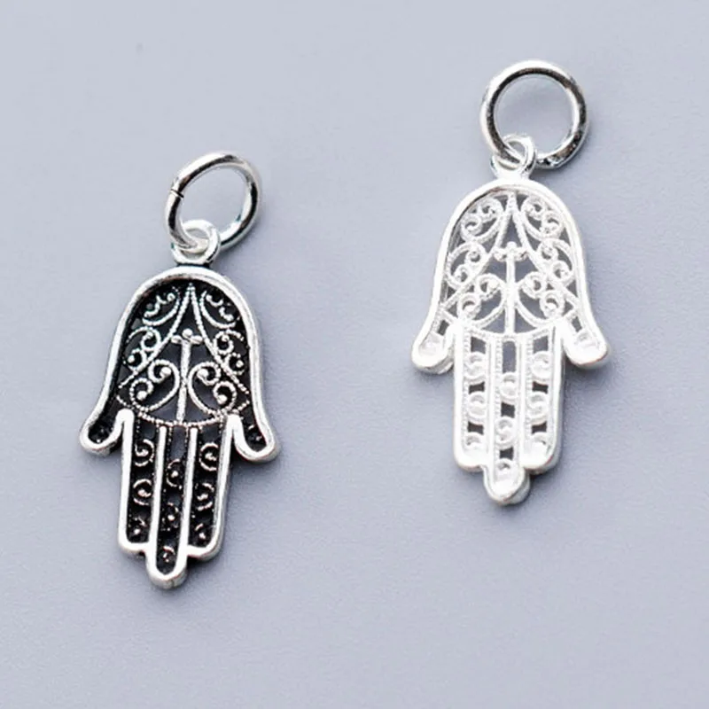 100% 925 Sterling Silver Vintage Hollow Craft Charms Hracie Vysoké kvalitné prívesky s prsteňom DIY Šperky na výrobu doplnkov