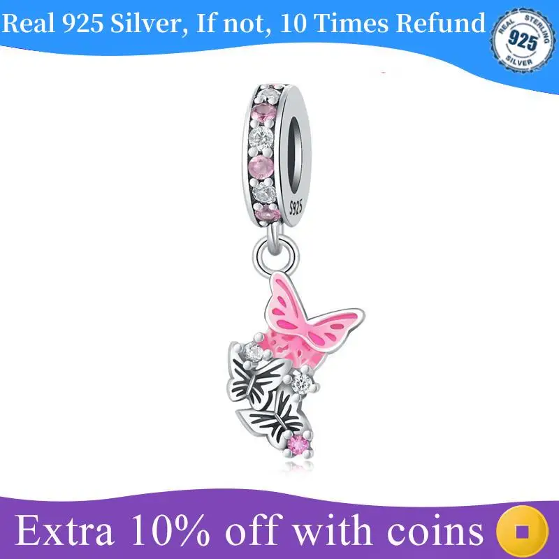 100% 925 Sterling strieborné kvety a motýle Pendant kúzlo Fit Original Pandora ME náramok DIY šperky pre ženy pre ženy