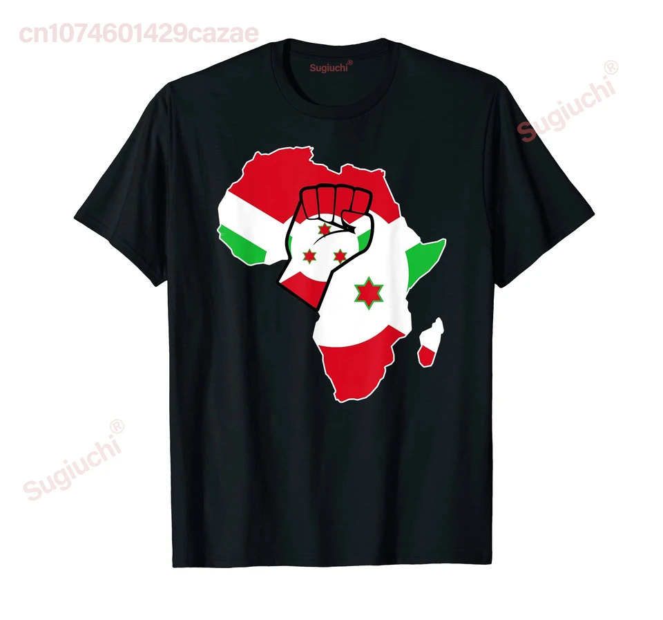 100% bavlna Burundiánska pýcha Burundi Flag Africa Mapa Zvýšená päsť Tričko Men ženy Unisex T Tirls Veľkosť S-6XL
