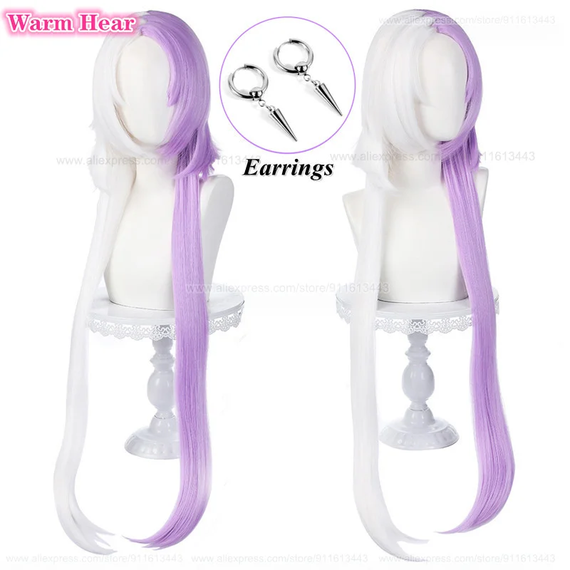 100 cm dlhý sigma Syntetický anime cos fialová biela cosplay parochňa odolná voči vlasom Halloween Party Cosplay anime parochne + parochňa čiapka