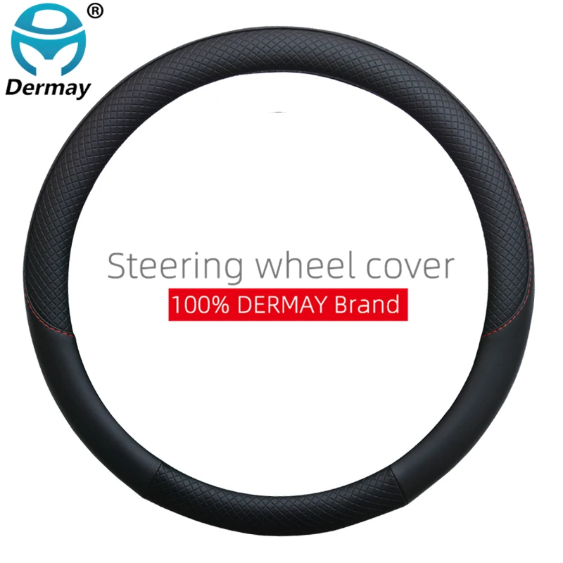 100% Dermay Brand Kožená koža na volant Cover pre VW Golf 2 3 4 5 6 7 MK2 MK3 MK4 MK5 MK6 MK7 GTI Automatické interiérové ​​príslušenstvo