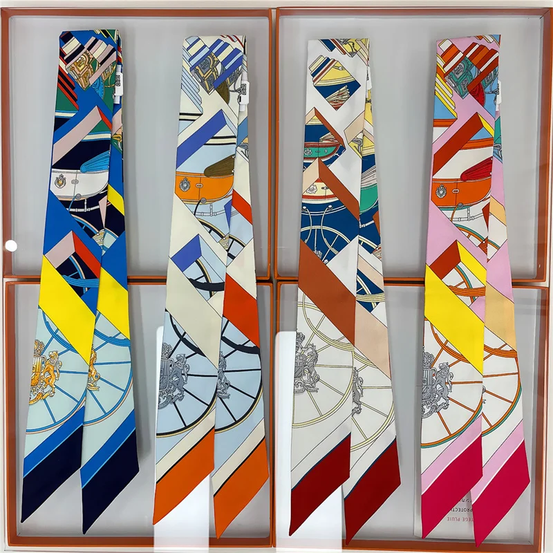 100% hodvábne vysokokvalitné luxusné značky šatky Ženy čelenka vlasová kapela Fould Tie Ribbon Neckerchief Skinny Sáre Príslušenstvo