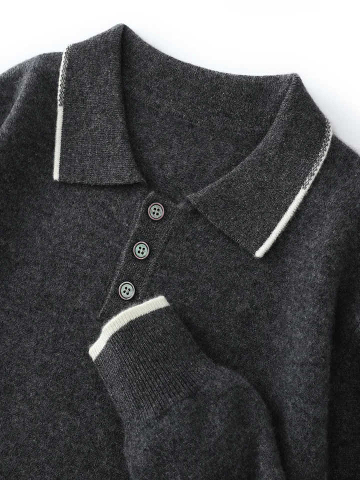 100% kašmírová pólový sveter jesenná zimná zimná základná inteligentná neformálna neformálna rukáv s dlhým rukávom Cashmere pletená plech