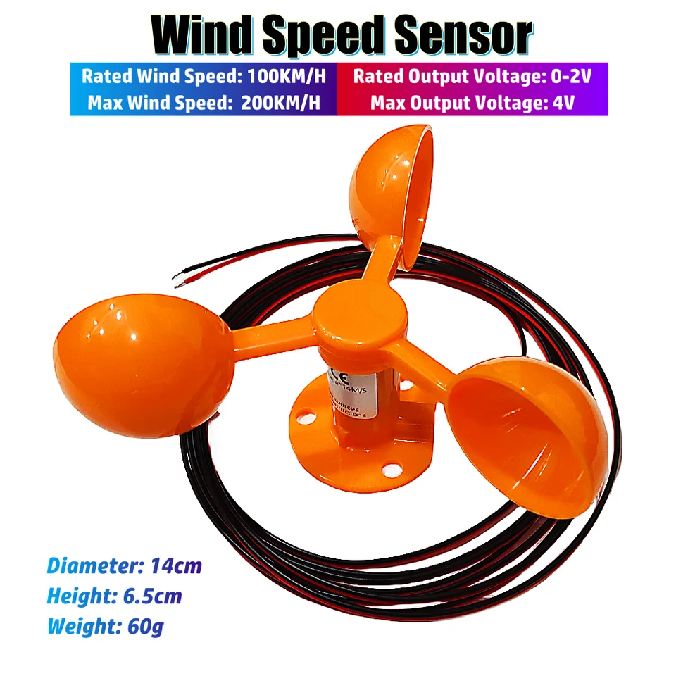 100 km/h Anemometer snímača rýchlosti vetra φ14 cm DIY DIY Tri šálka Meranie rýchlosti vetra 0-2V Tester rýchlosť vetra Detektor vetra