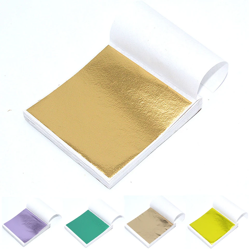 100 ks 9*9cm umelecké remeselné dizajn papierové pozlátky Imitácia Zlato Sliver Copper Foil Papers
