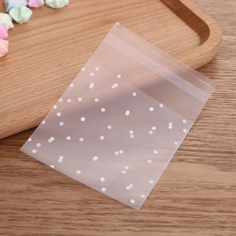 100 ks Transparentné bodky vrecká Malé tašky na zipsové obaly s čerstvým chránením prachového odolného vrecka Opustiteľné Candy Cookie Cookie DIY Storage