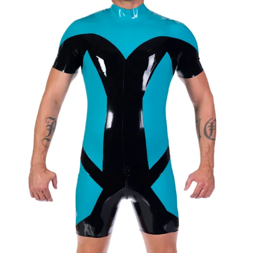100% latexové gumové telesné uniformy fitness oblečenie zips tesný 0,4 mm S-xxl