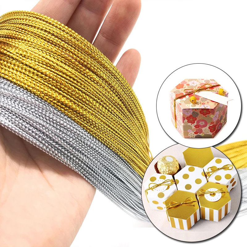 100 m lana Zlatá strieborná šnúra darčekové balenie String String Metallic Cord Nedosť