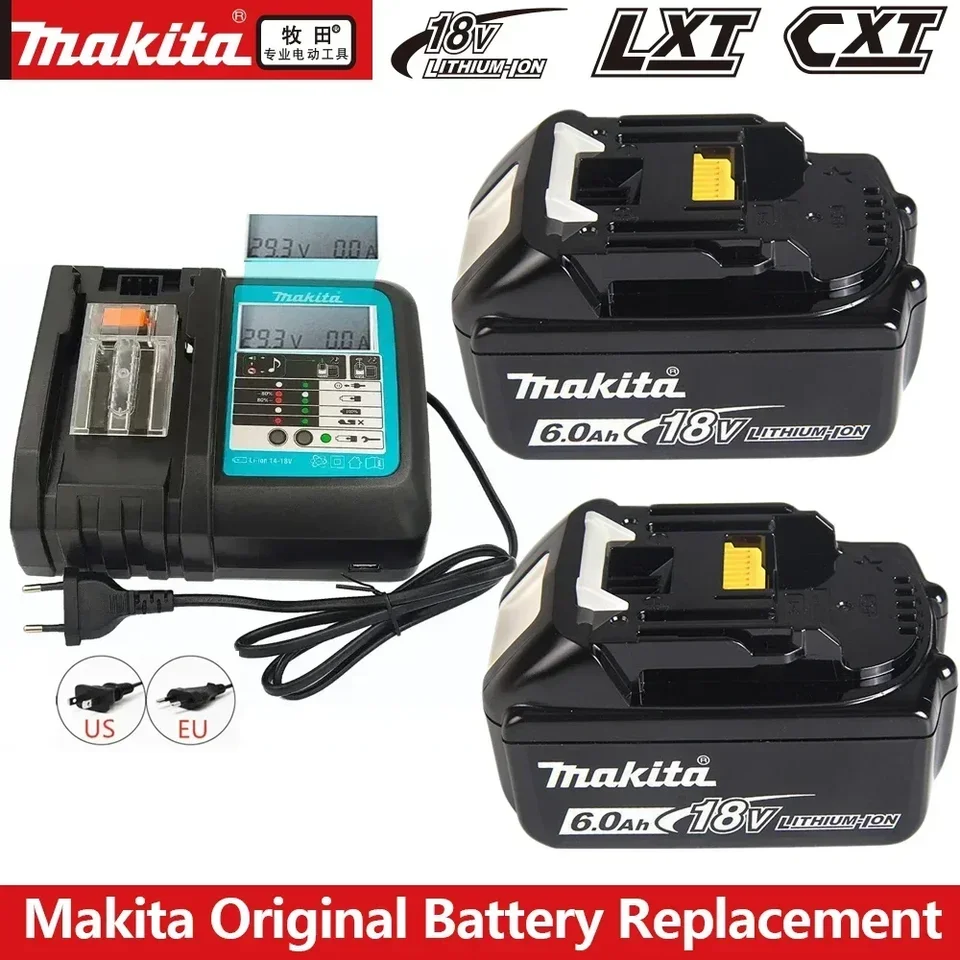 100% Makita Original 18V 6000MAH lítium -iónovej nabíjateľnej batérie 18 V Vŕtacie batérie BL1860 BL1830 BL1850 BL1860B