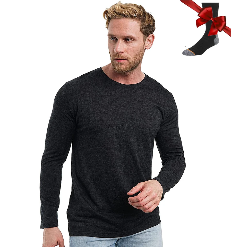 100% Merino Wool Base Base Men Merino Wool dlhý rukáv 240G stredná váha tepelná spodná bielizeň Krásnenie