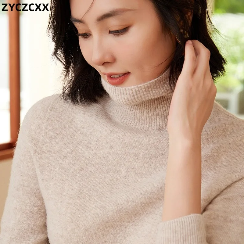 100% Merino Wool Dámska dámska korytnačka Sweater Knit Dámsky sveter 2023 Jeseň/zima