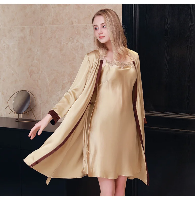 100% Mulberry hodvábny rúcho dámske saténové chamise nočná košeľa sexy salónik spánok