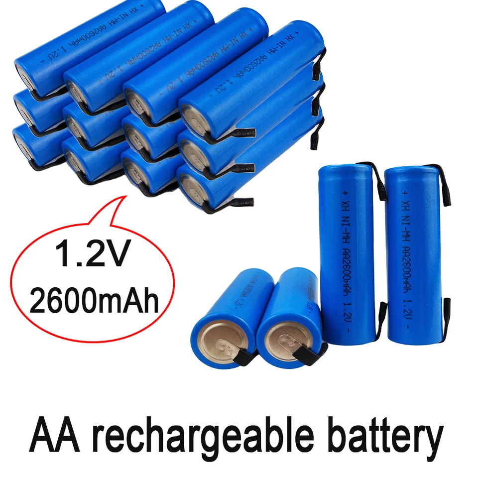 100% Neue Original 1,2 V AA AKKU 1,2 V 2600MAH AA NIMH BATTERI MIT SOLDING PINS DIY Elektrische Rasierer Zahnbürste spielzeug