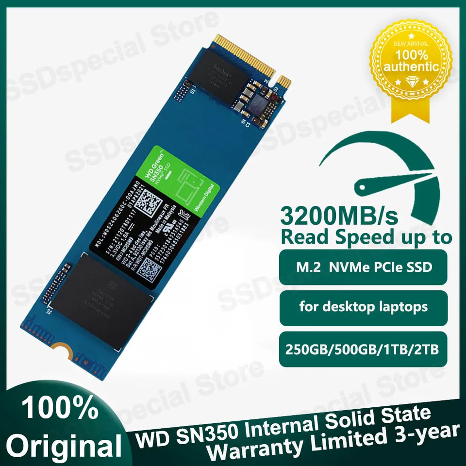 100%Nová originálna zelená SN350 NVME SSD 250G 500G 1TB 2TB SSD PCIe 3.0 M.2 2280 Drivy pre notebook pre notebook Mini PC Gaming Computer