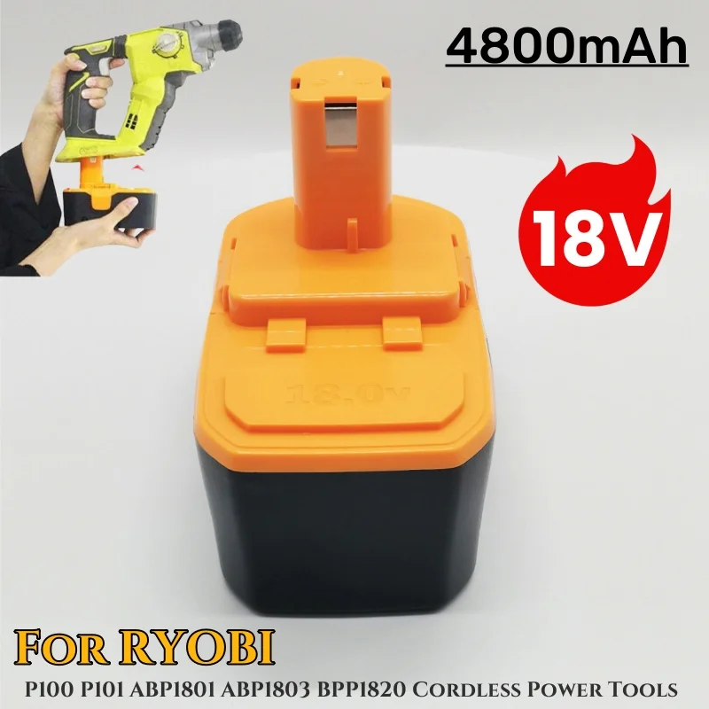100% nový 18V 4800 mAh Ni-MH Ersatz Batternie für Ryobi 18V Batterne One + Kompatibel MIT P100 P101 ABP1801 ABP1803 BPP1820