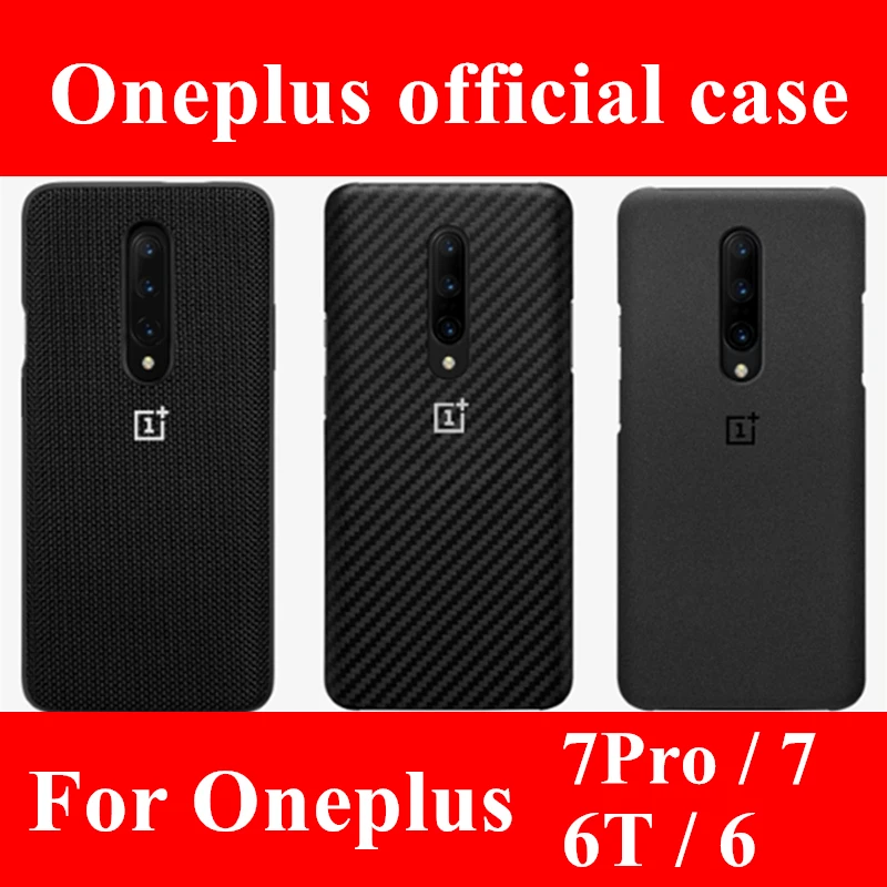 100% oficiálny originálny OnePlus 7 / 7T Pro 6t 6 Zadný puzdro Silikón pieskovec nylon Karbonový nárazník
