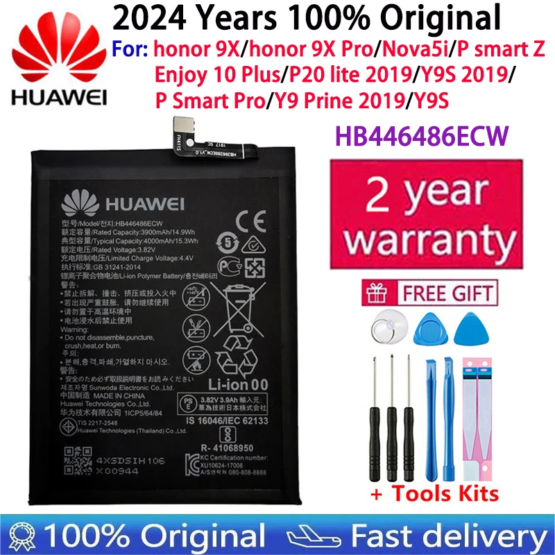 100% orgánový telefón HB446486CW 4000 mAh batéria pre Huawei P Smart Z/Honor 9x/P20 Lite 2019 P/Nova5i/Vychutnajte si 10 plus/y9s batériu