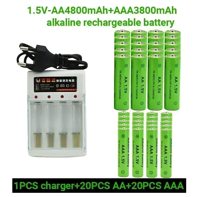 100% originálna 1,5 V AA4800MAH+AAA3800MAH Nabíjateľná alkalická batéria Ni-MH 1,5 V batéria pre hračky pre myši s hodinami