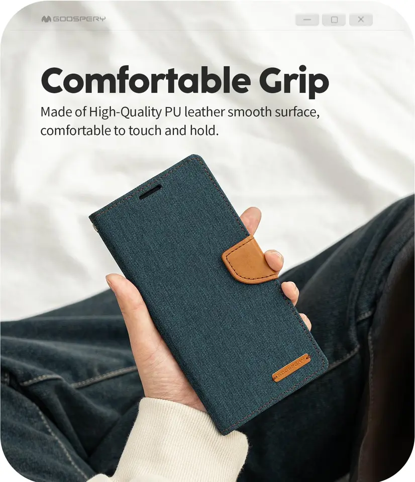 100% originálna Gooshery pre Apple iPhone16 15 14 Pro Max Plus - kožené puzdro Flip Pro Pase Max Canvas