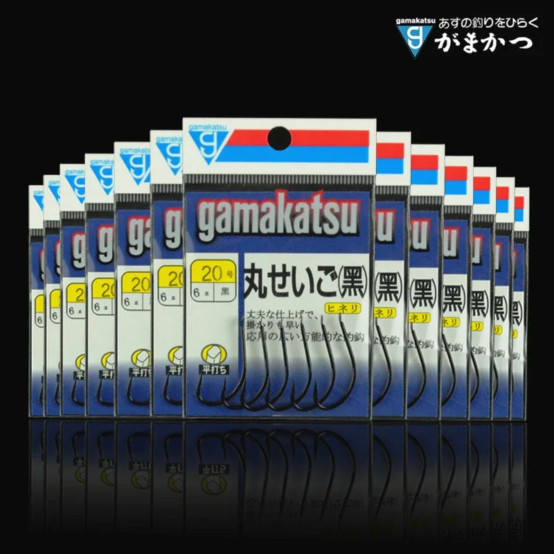 100% originálny japonský dovážaný dovážaný rybársky háčiky Gamakatsu Black Barbed Black Fish Hook pre hák na rybolov basov