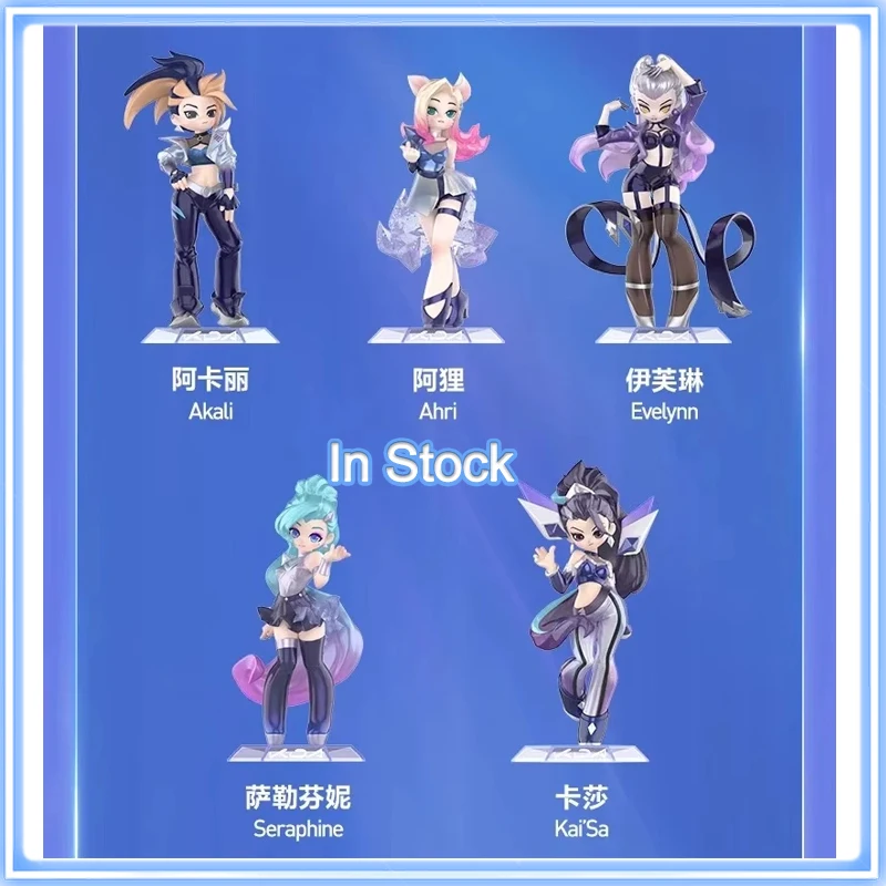 100% originálny popmart kda all out séria roztomilý awaii akali sallfini kasia evelynn anime figúrka garbinky darček