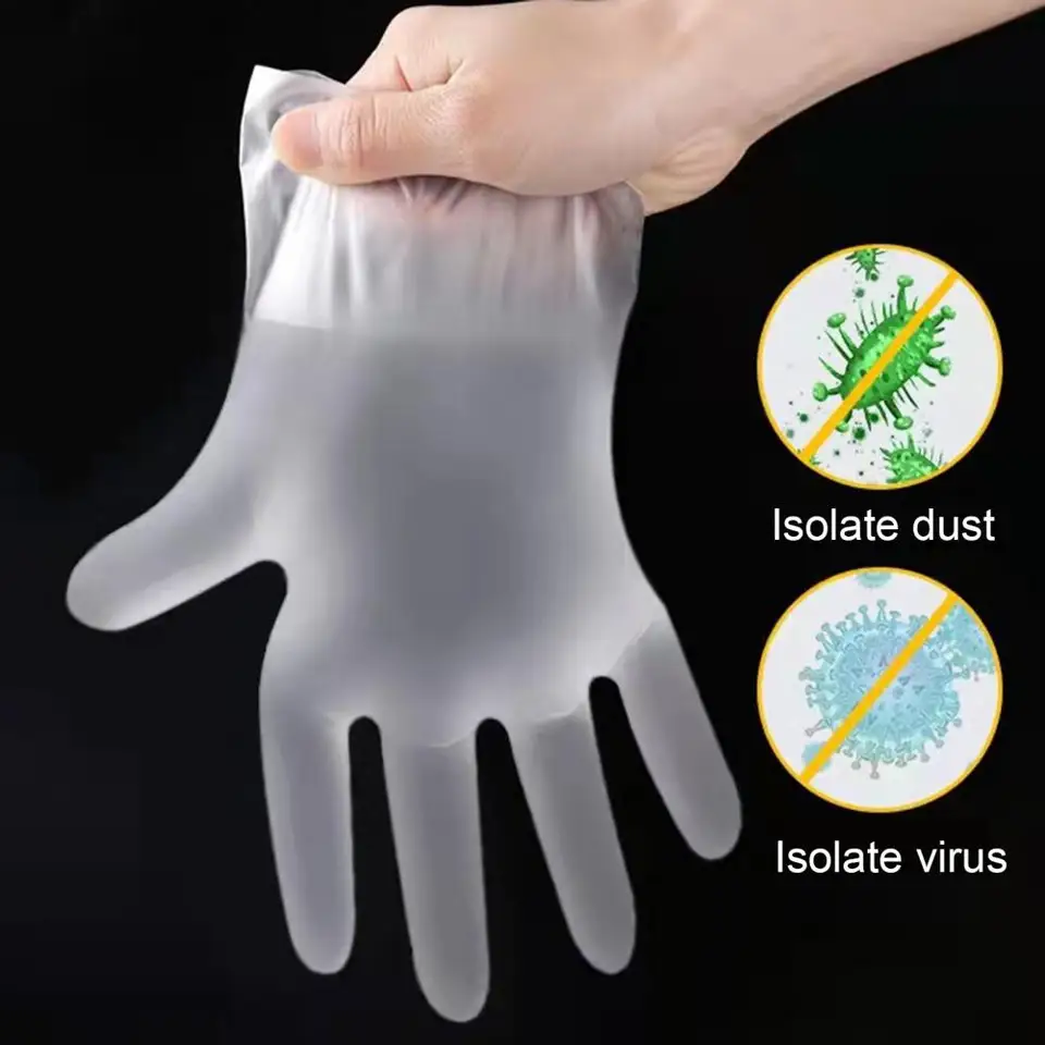 100 pCE/vrecko na jednorazové rukavice Priehľadné anti-stain TPE multifunkčné jednorazové jednorazové plastové prípravné rukavice prípravy kuchyne