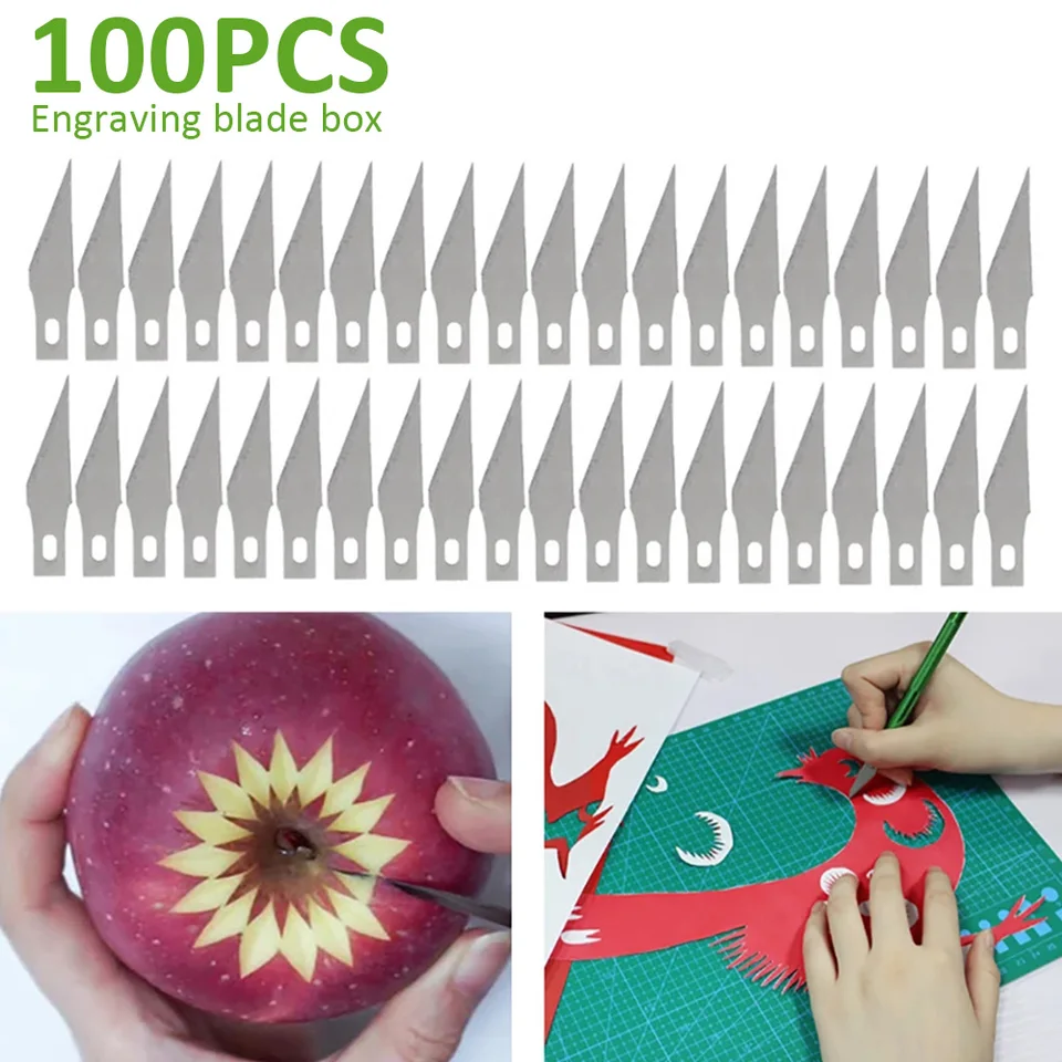 100 pcs #11 Craft Nôž čepele drevené spracovanie rezbárskeho noža Náhradné kovové rezanie nástrojov Art Blades for Craft Hobby