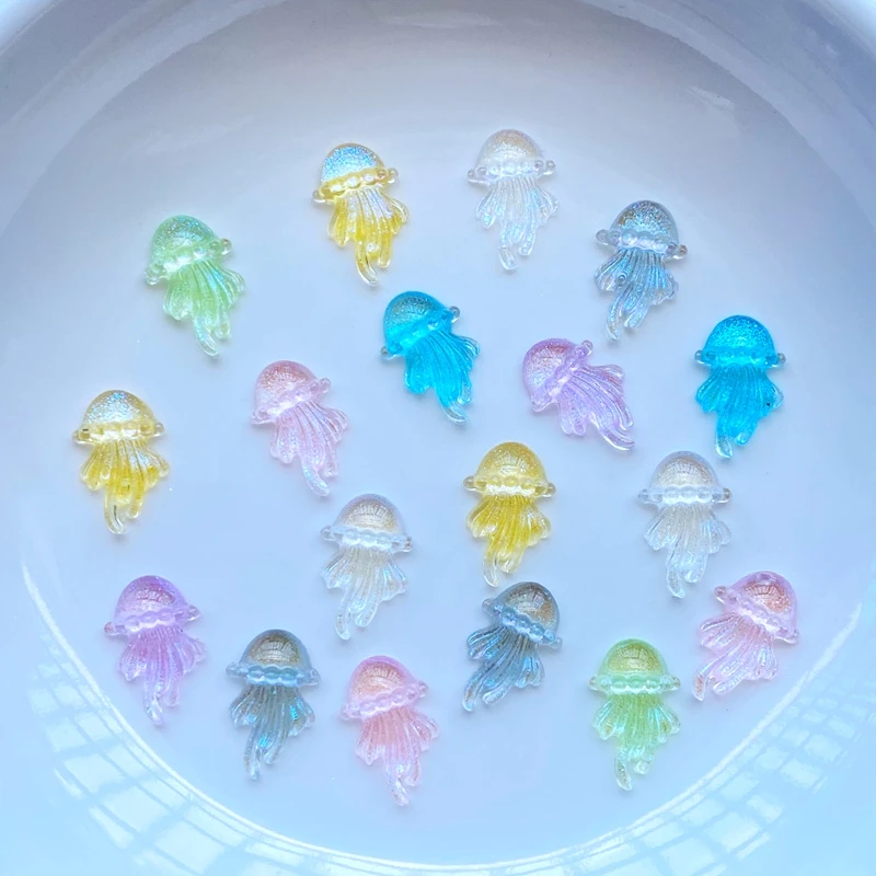 100 pcs Nové roztomilé mini lesklé medúzy série živicí