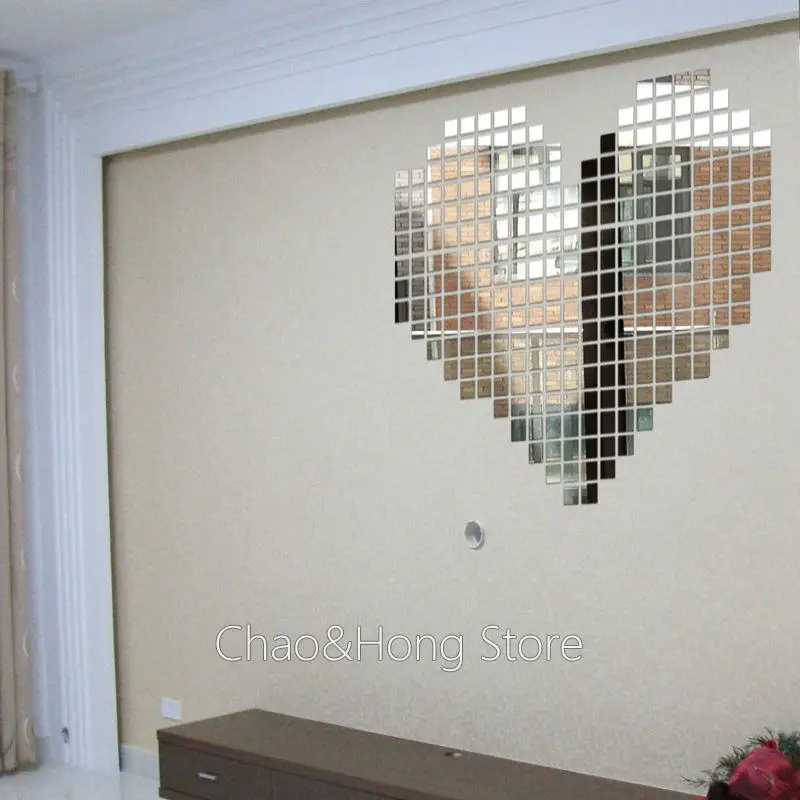 100 piece 2cm zrkadlové štvorcové mozaikové nálepky Malé zrkadlové akrylové nálepky na stenu 3D pre detskú obývaciu izbu DIY DOM DOČA