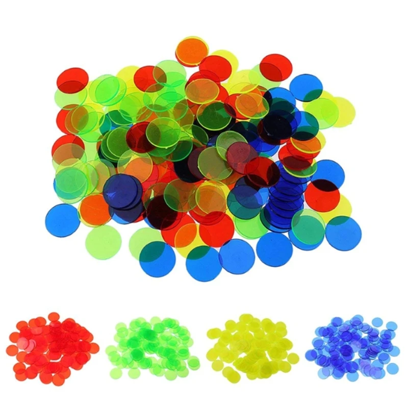 100 piece farebné bingo čipy plastové počítadlá počítanie farebný čip priehľadné matematické herné značky počítanie matematickej hračky
