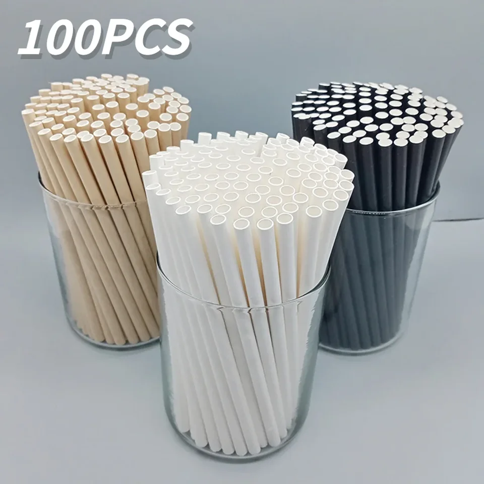 100 počítačov Pitie slamiek papierové slamky 7,75 v dlhých jednorazových slaniach pre smoothies Palmlers Cocktail Milkshake for Party Travel