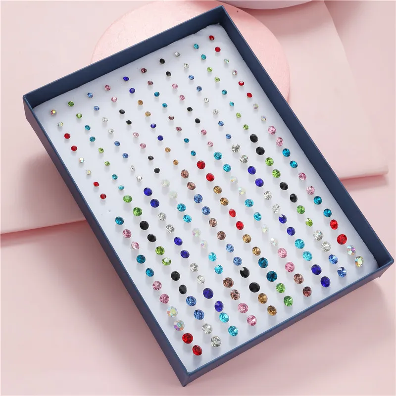 100 párov/veľa rôznych veľkostí Farebný kamienok Small Stud pre ženy okrúhle piercingové plastové darčeky Nové šperky