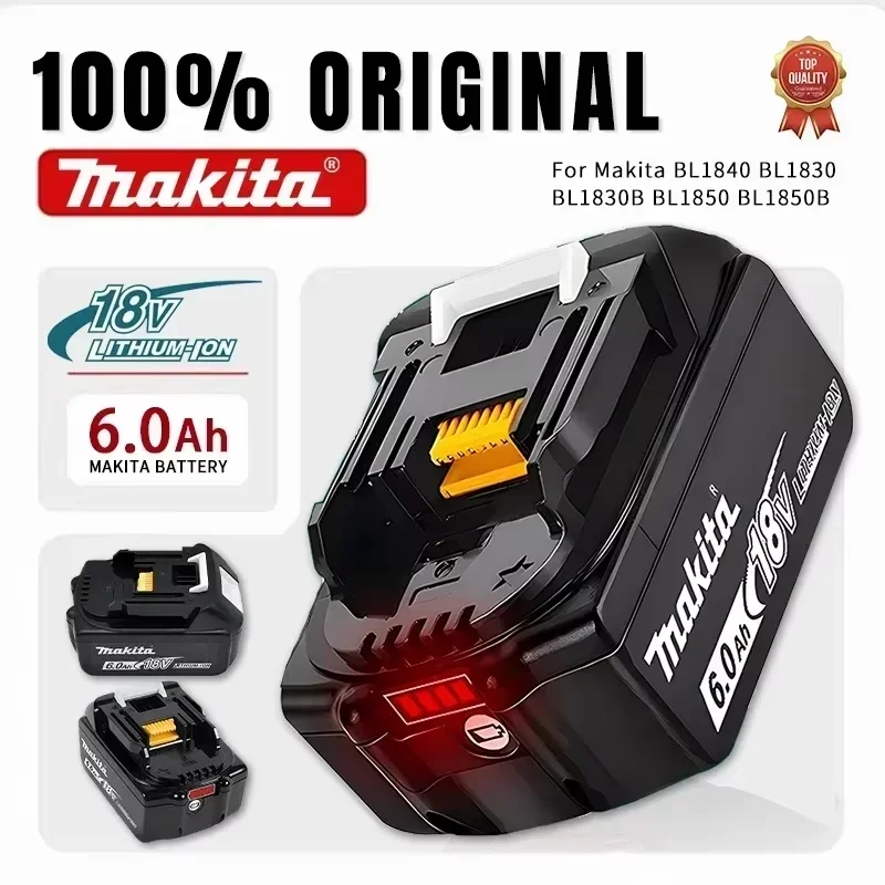 100% pôvodná Makita 18V batéria 6.0 AH Nabíjateľné elektrické náradie Makita 18 V batéria, vymeniteľná LED lítium-ión, BL1860B