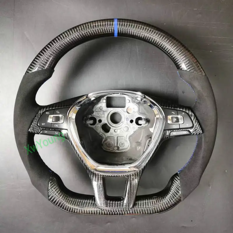 100% REAL volant z uhlíkových vlákien s kožou pre VW Volkswagen Golf 7 MK7
