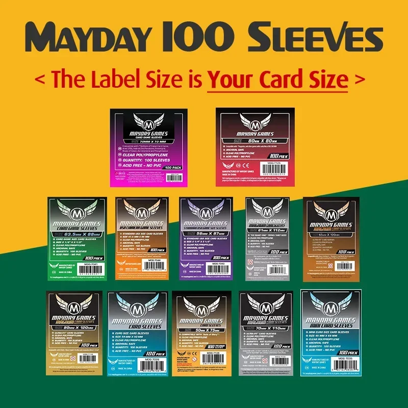 100 rukávov Mayday Card Game Protector Protector Board Game Protective Sleeve Munchkin MTG 41 45 56 59 63 68 87 88 92