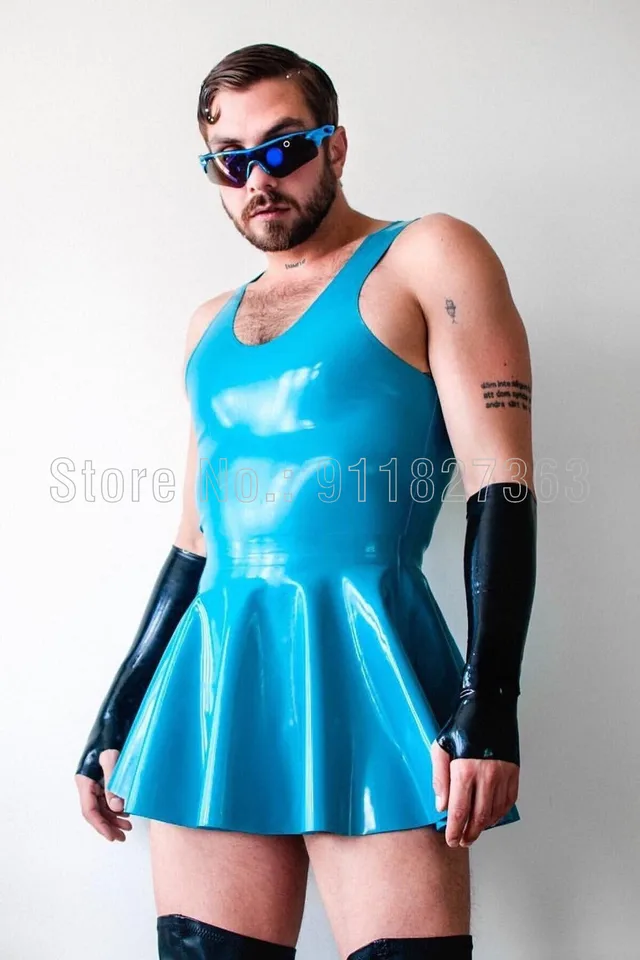 100% ručne vyrábaný latexový pánsky luxusný kruh sukne Sexy a pekná gumová šaty prispôsobené (bez rukavíc)