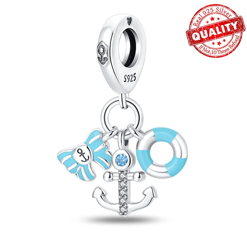 100% S925 Sterling Silver Anchor Charms Fit Original Pandora náramok a koráliky pre domácich majstrov pre ženy