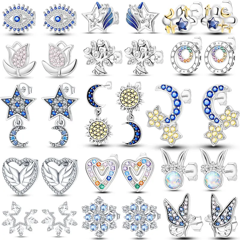 100% Sterling Silver 925 farebné náušnice zirkónovej obruč