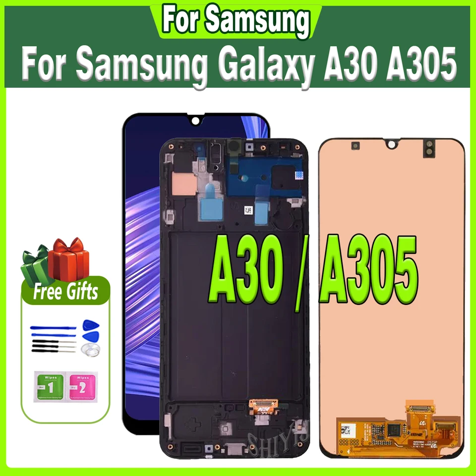 100% testovaná super AMOLED na displej LCD A305 LCD pre Samsung A305 pre opravu dotykovej digitalizátora obrazovky Samsung A305F LCD