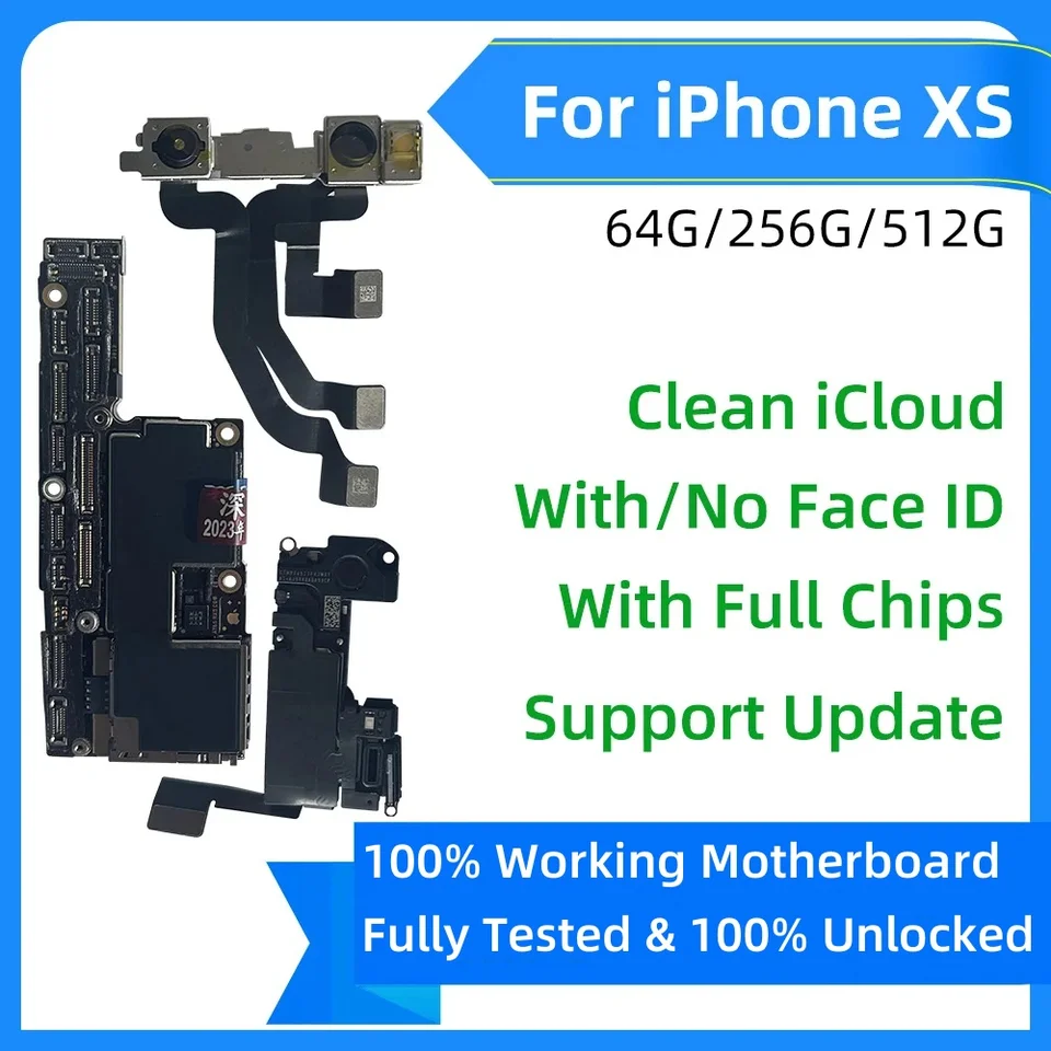 100% testované odomknuté pre základnú dosku pre iPhone XS s alebo bez tváre ID zadarmo čisté iCloud 64g 256g logickej dosky Mainboard