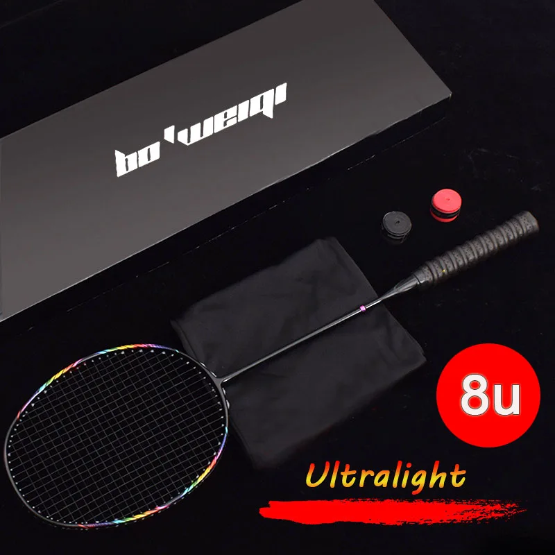 100% uhlíková badmintonová raketa 8u Professional 24-30 libier G5 Ultralight ofenzívna raketa badminton Racquet Padel Training Sports