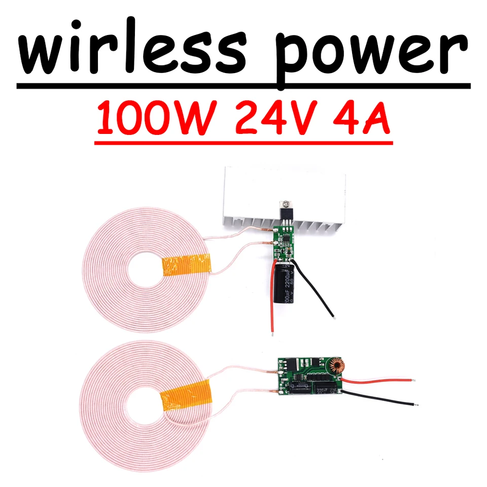 100 W 24V 4A High -Power DC Wireless napájací modul nabíjačku nabíjačku diaľková nabíjačka Indukcia Indukcia Prijmite Modul prijímacieho vysielača
