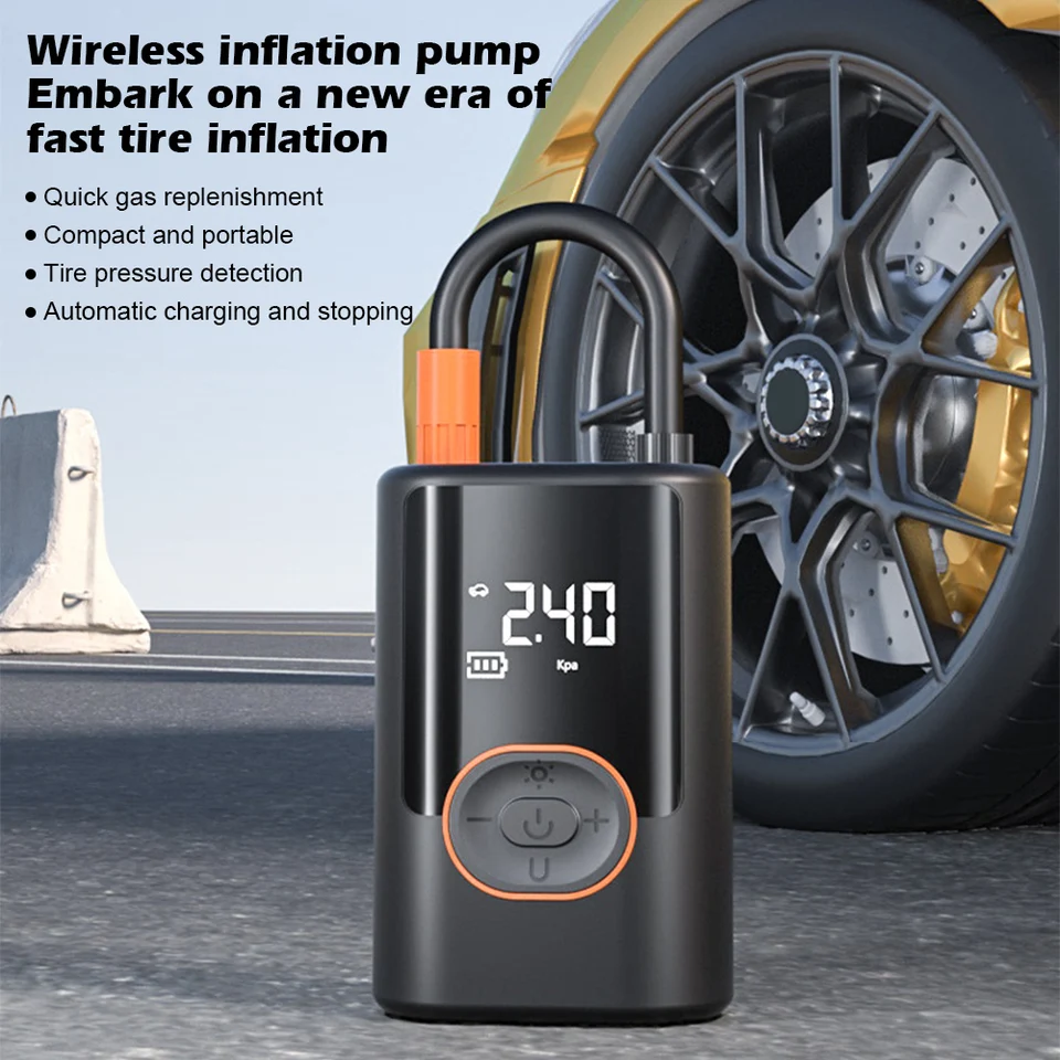 100 W bezdrôtový automobilový inflátor vzduchového kompresora prenosný bezdrôtový inflátor s LED USB von pre motorový motor na bicykli
