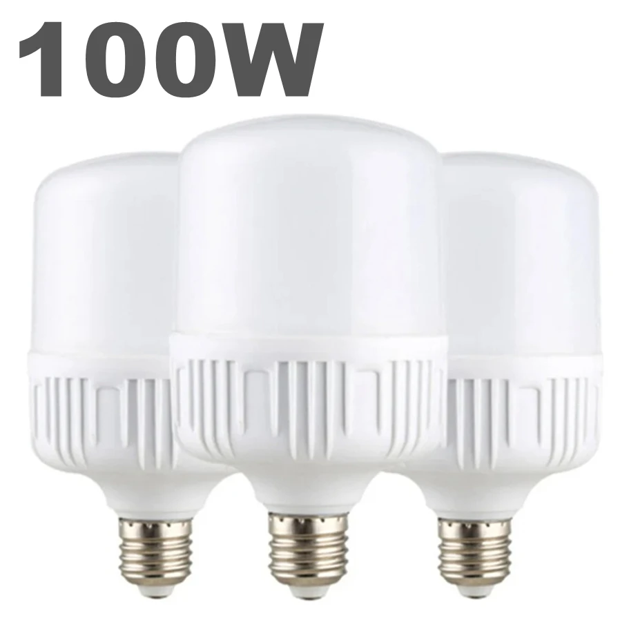 100 W E27 LED skrutka ústa Svetlo 220V Vysoký jas žiarovka Žiarovka biele svetlo Ochrana očí Nebličanie vysokého rozptylu tepla