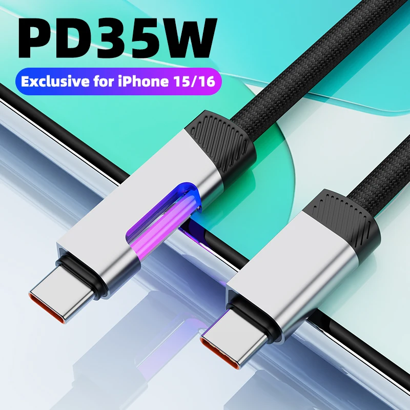 100 W USB na typ C/USB C na typ C Dátový kábel PD 3.1 RGB Farba Zmena rýchleho nabíjacieho nabíjacieho kábla kompatibilného s iPhone 15 16